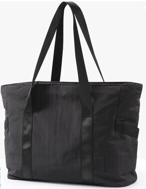 BAGSMART Tote Bag with Zipper and Compartments, Travel Shoulder Handbag- Black